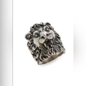 GUCCI Silvertone Lion Head Ring